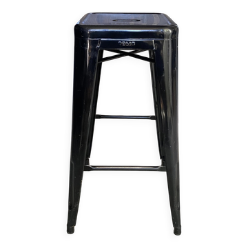 Véritable Tabouret haut de bar industriel TOLIX H75 empilables noir