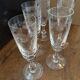 5 crystal champagne flutes from Saint-Louis – antique floral engraved model