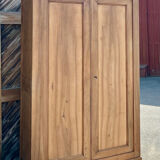Large antique wardrobe in raw solid wood, chic country style.