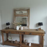 Old solid oak console waxed finish