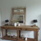 Old solid oak console waxed finish