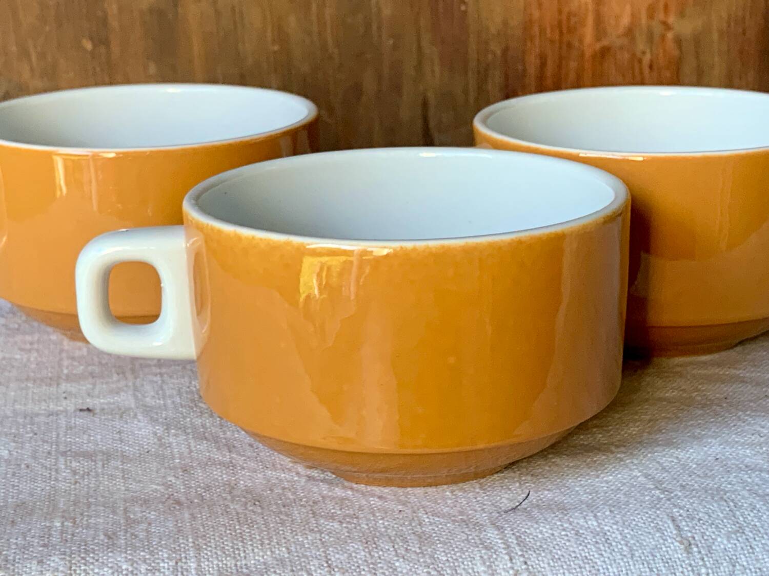3 large vintage Sarreguemines chocolate cups