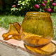 Large amber bubble glass sweet jar from Biot, 1960s.