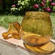 Large amber bubble glass sweet jar from Biot, 1960s.
