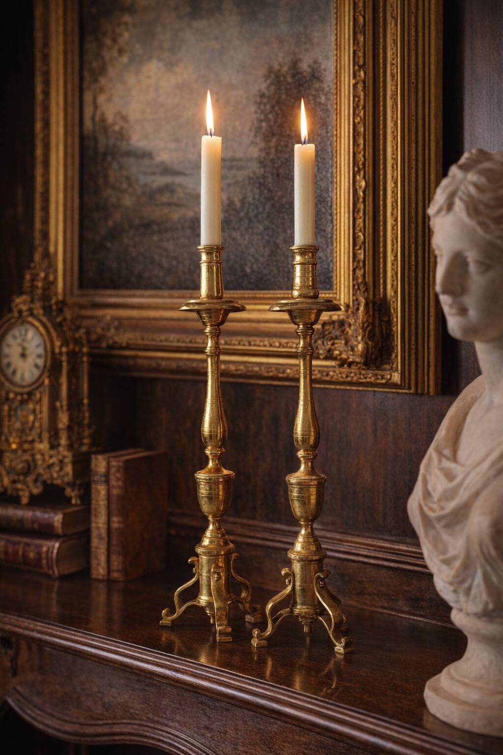 Paire de candélabres d'autel baroques