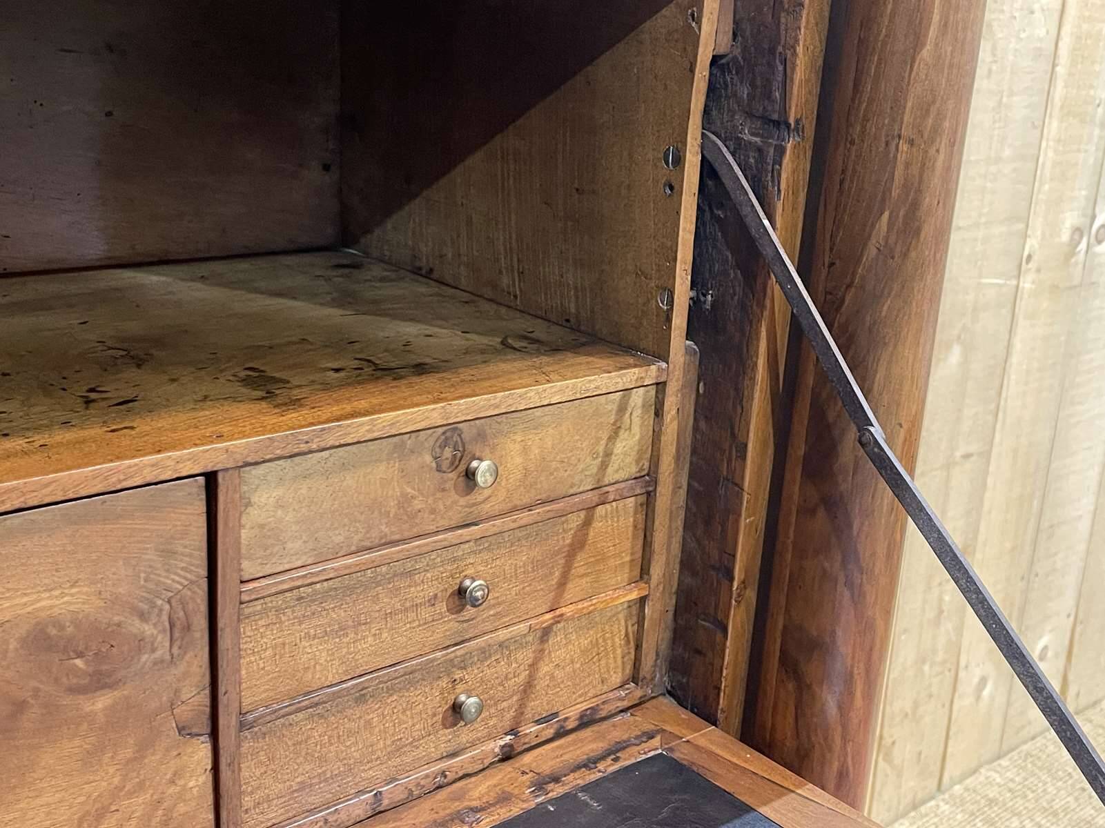 Empire period secretary in walnut, oak and black marble top