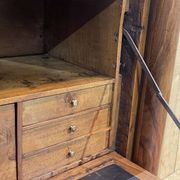 Empire period secretary in walnut, oak and black marble top