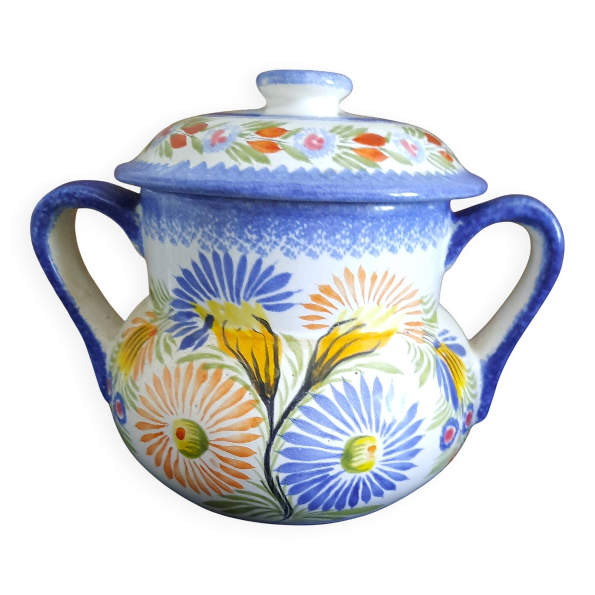 Large stockpot with lid - Henriot Quimper - Cordon Bleu decoration