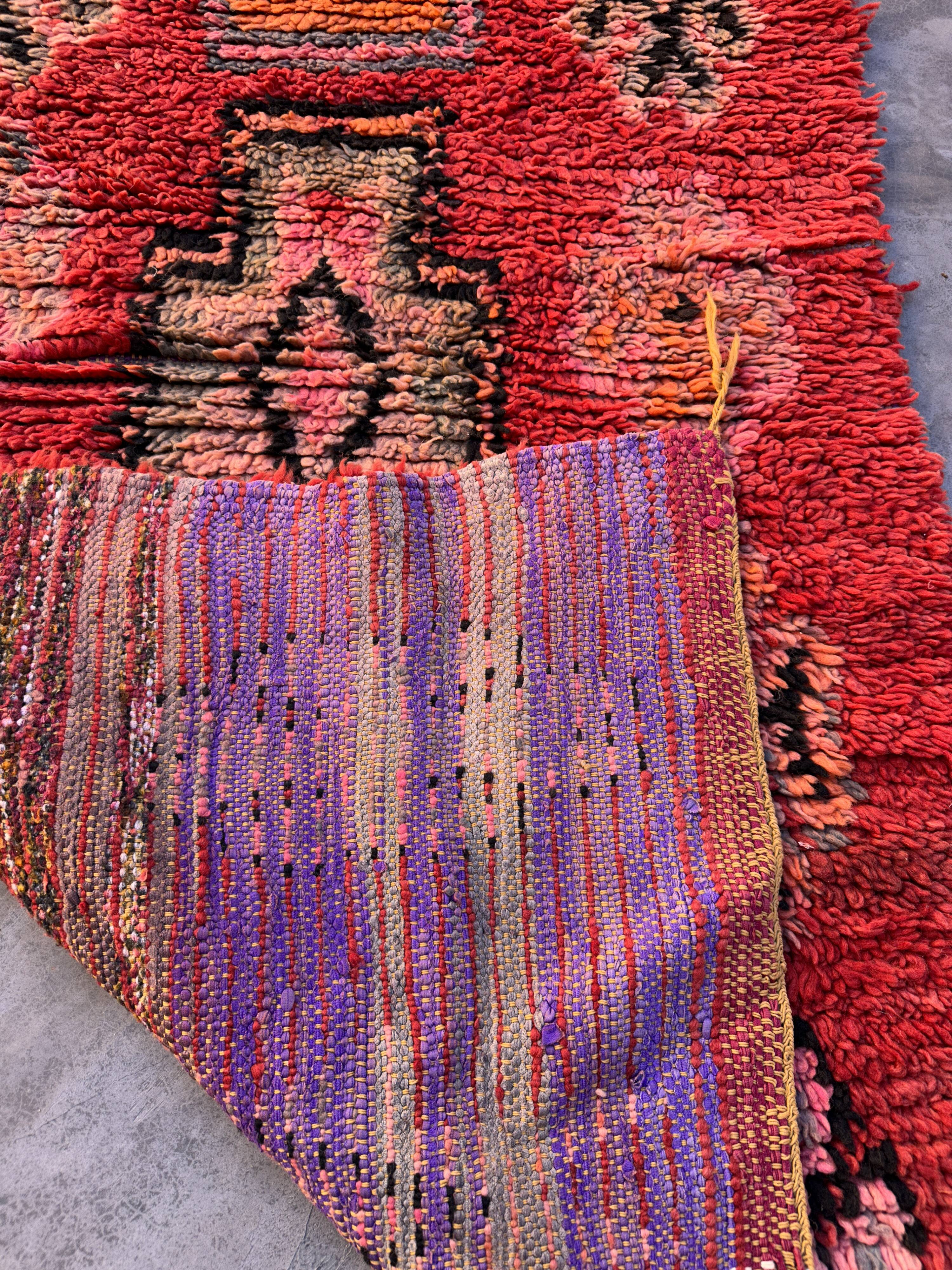 Red Boujad Moroccan rug - 90 x 313 cm