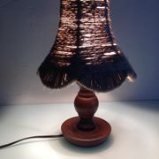 Wooden bedside lamp and Lampshade in rope/vintage 60-70 years