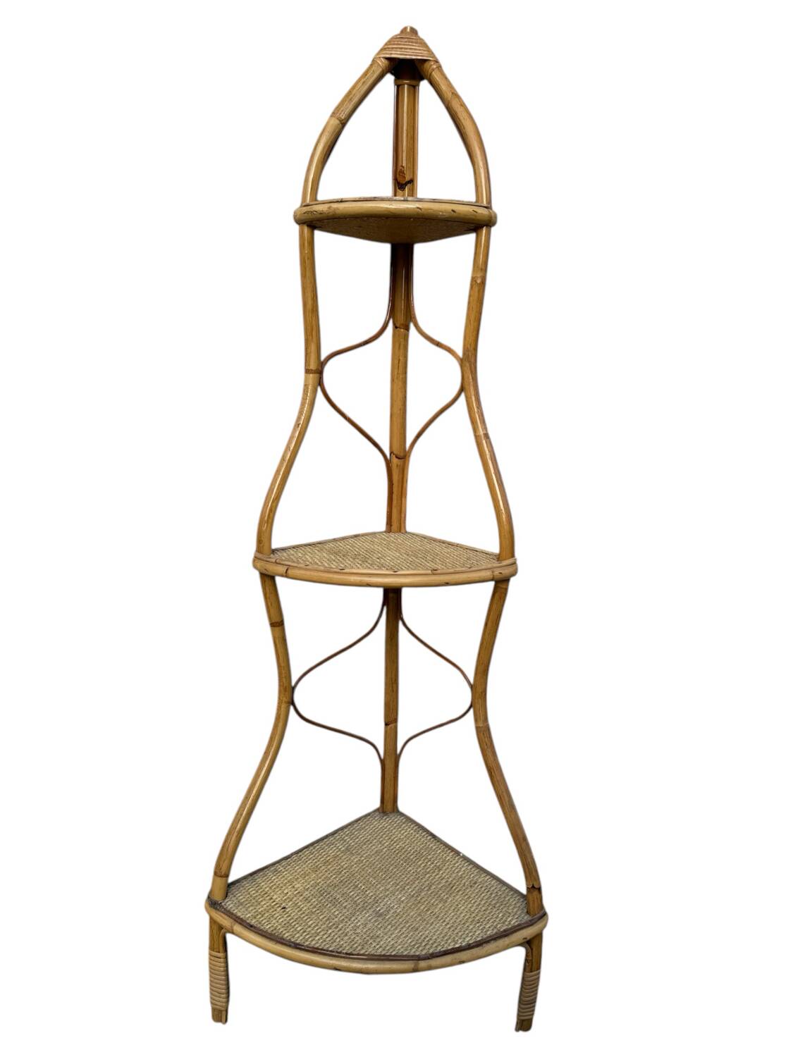 Rattan corner shelf from the 60s Italy