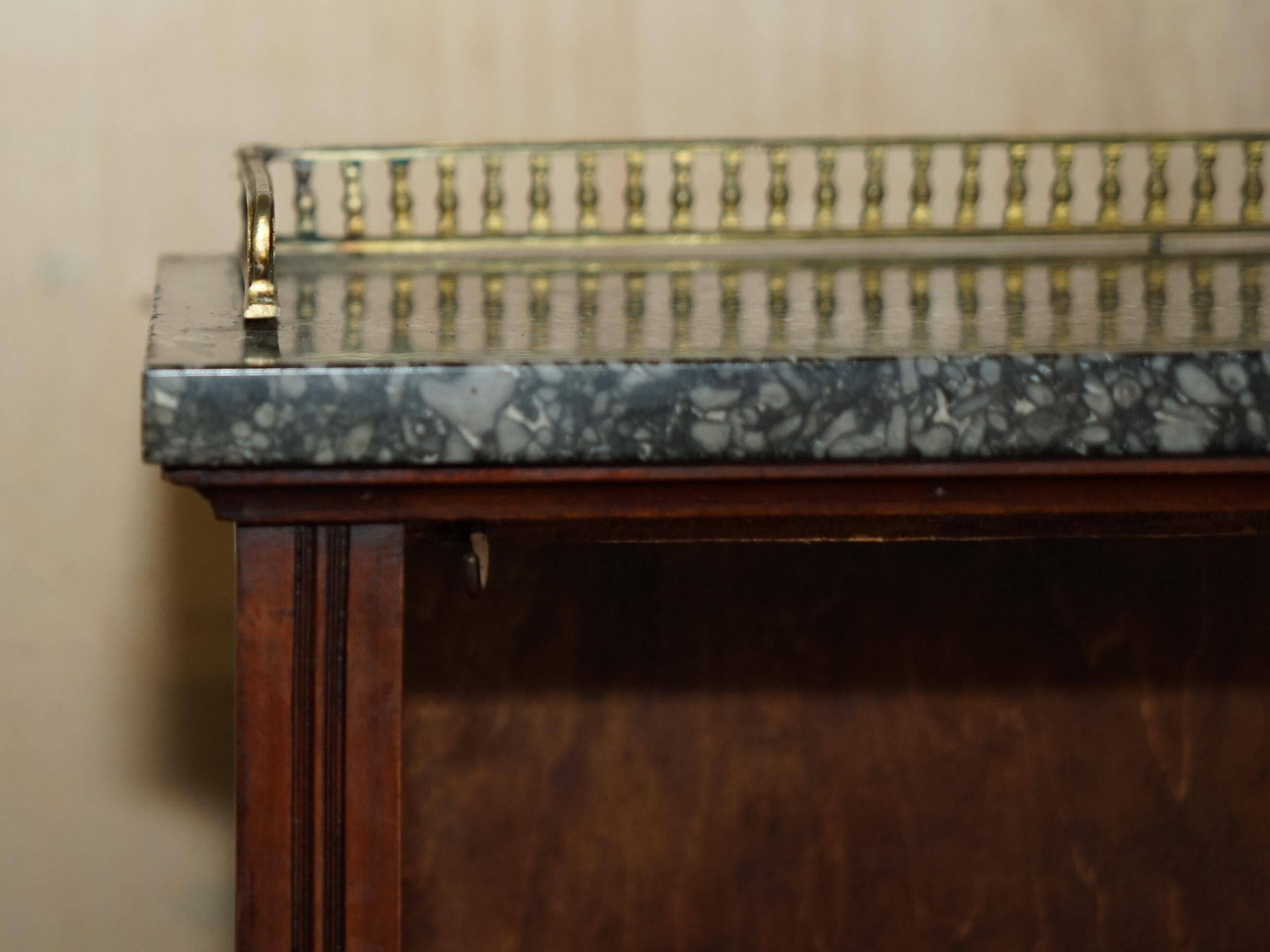 Pair of Regency Period Miniature Bookcases in Hardwood, Brass and Marble