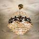 Exceptional vintage chandelier in Murano style crystal, orange, brass.