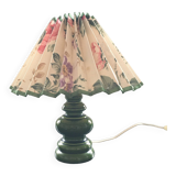 Green ceramic lamp and flowered lampshade
