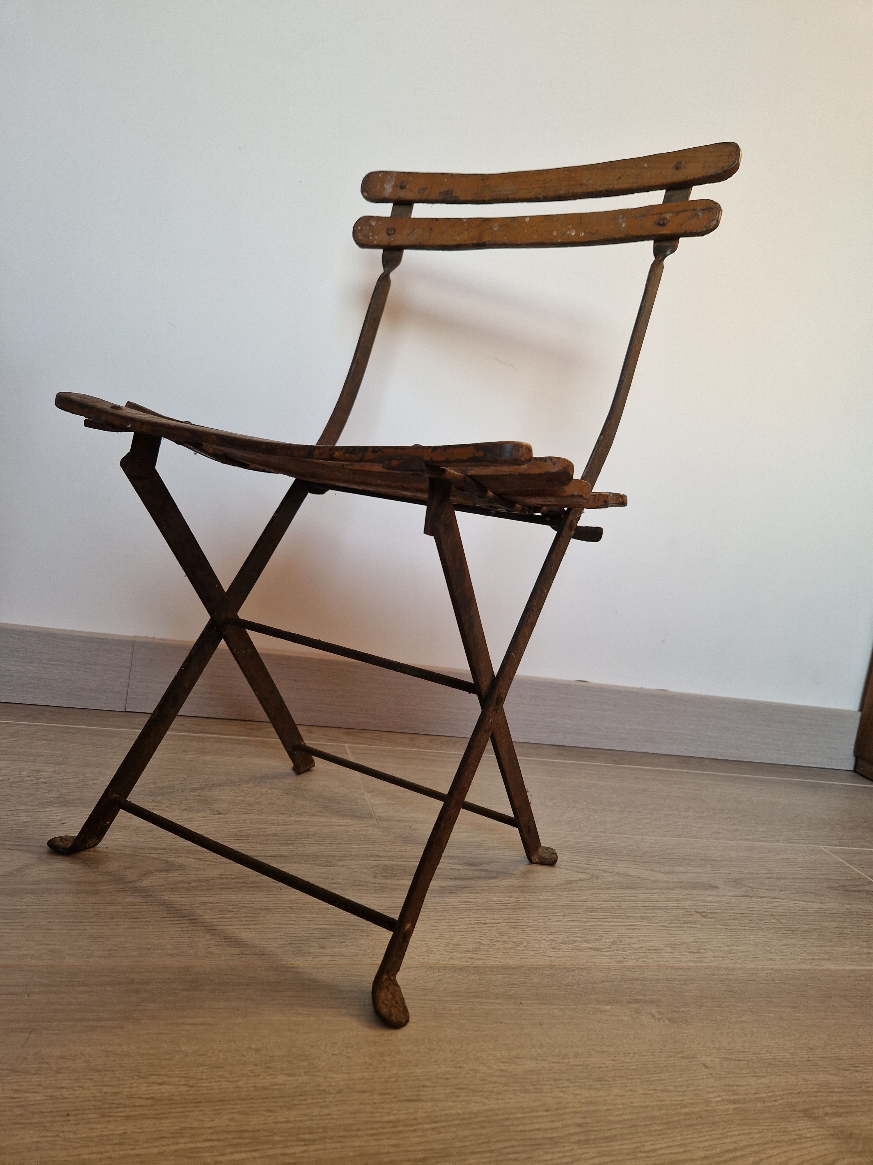 Old folding garden chair for children
