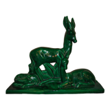 Family of antelopes Faience de Saint Clement sculpture by Charles Lemanceau