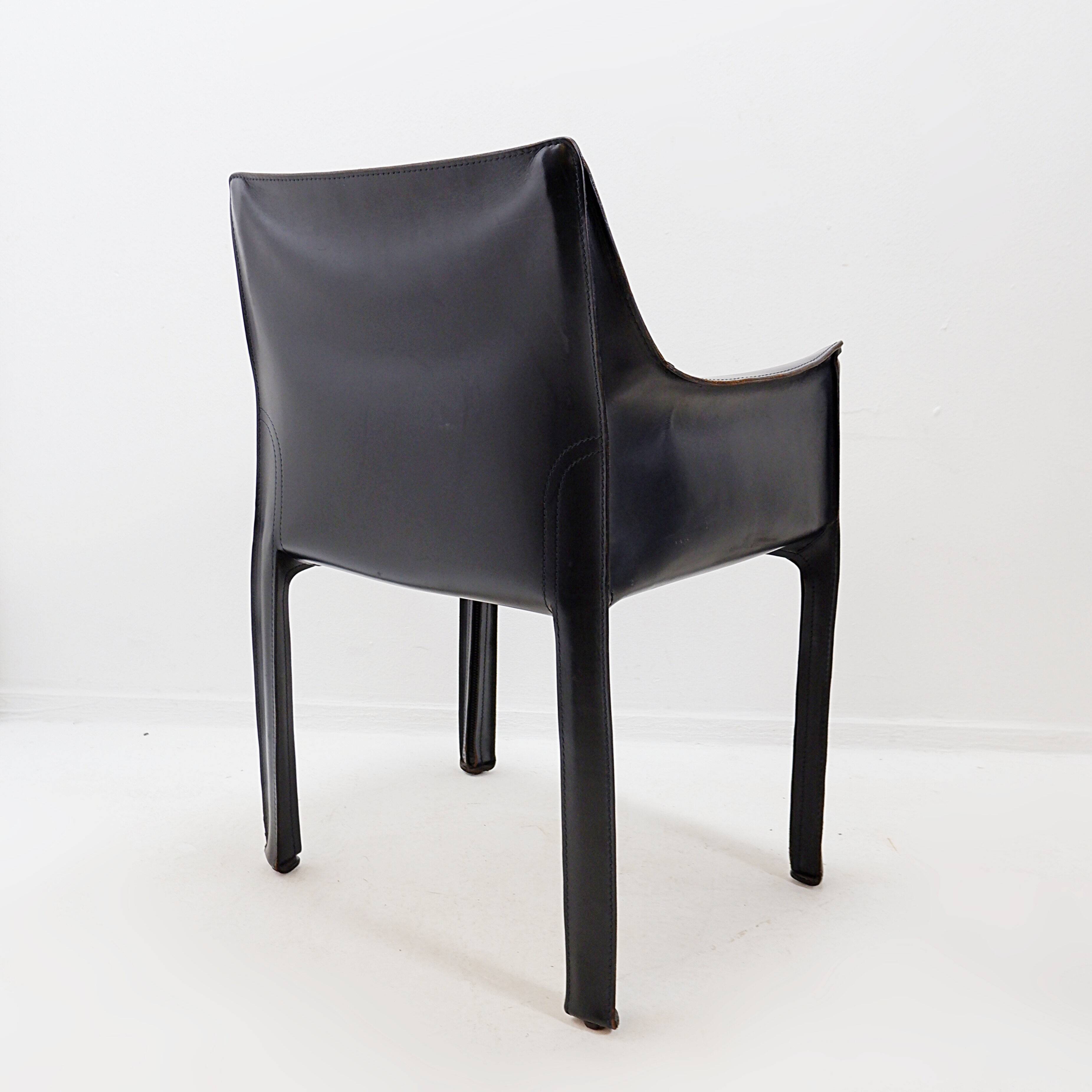 Set of 4 'Cab 413' chairs with armrests by Mario Bellini for Cassina - 1970s