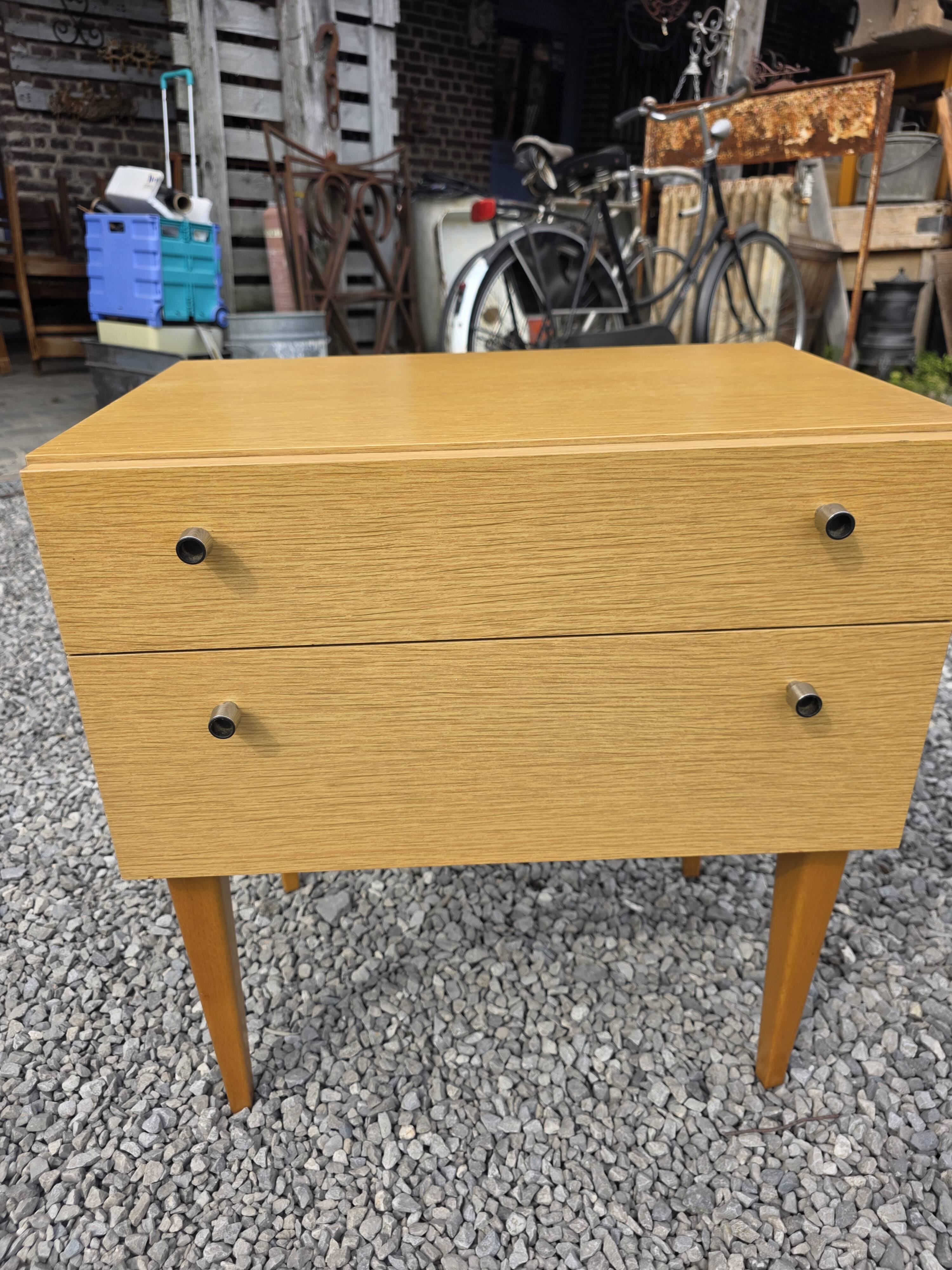 Pair of Scandinavian oak bedside tables from the 1960s.