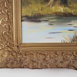 Painting „The Road by the Pond”, Scandinavian design, 1970s