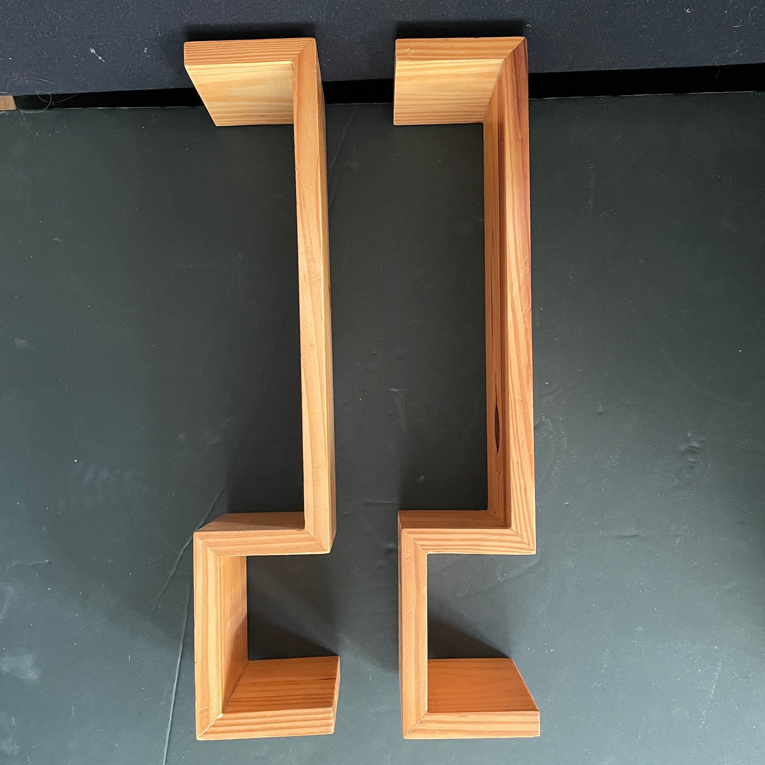 Pair wooden wall shelves 1970