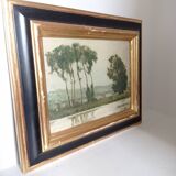 Signed lake landscape painting