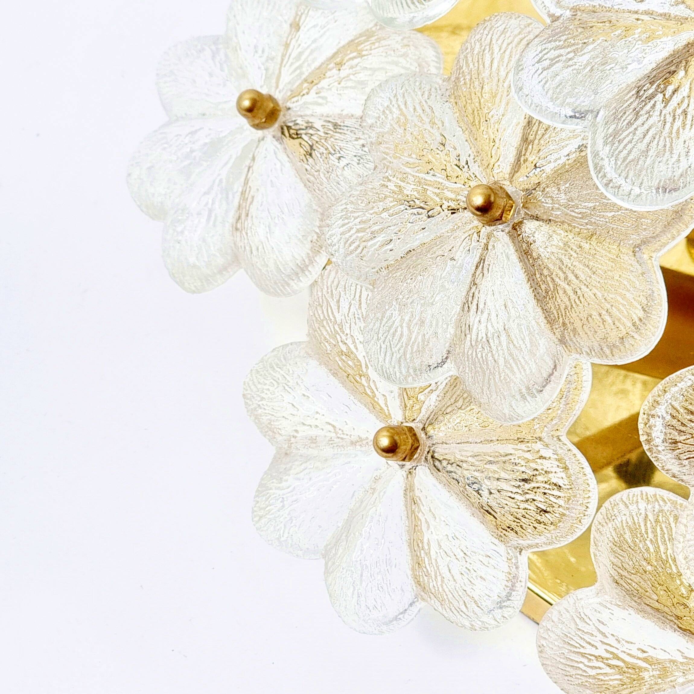 Large Mid-Century Murano Glass & Brass Flower Ceiling Light by Ernst Palme, Germany, 1960s/70s