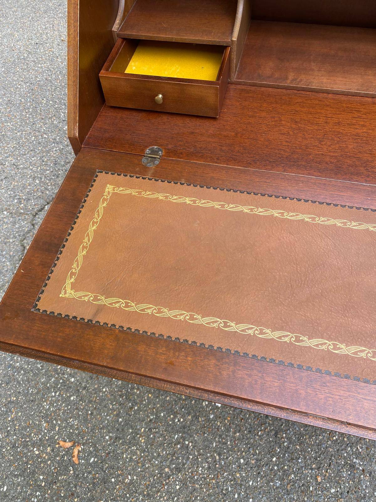English solid wood donkey back writing desk, 20th century