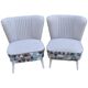 Set of 2 vintage multicoloured cocktail chairs in fabric and wood from the 1950s.