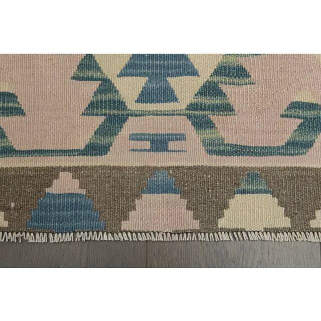 1970s Vintage Turkish Oushak Handmade Wool Cotton Pink Runner Rug 93x176