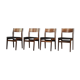 Mid-century modern vintage teak and vinyl dining chairs, 1960s, set of 4.