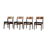 Chaises de salle à manger vintage en teck et vinyle scandinaves modernes du milieu du siècle, années 1960, ensemble de 4
