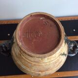 Large Vase Faces of Men in Sandstone Sylvain Sttublet Vintage Ceramic 1950