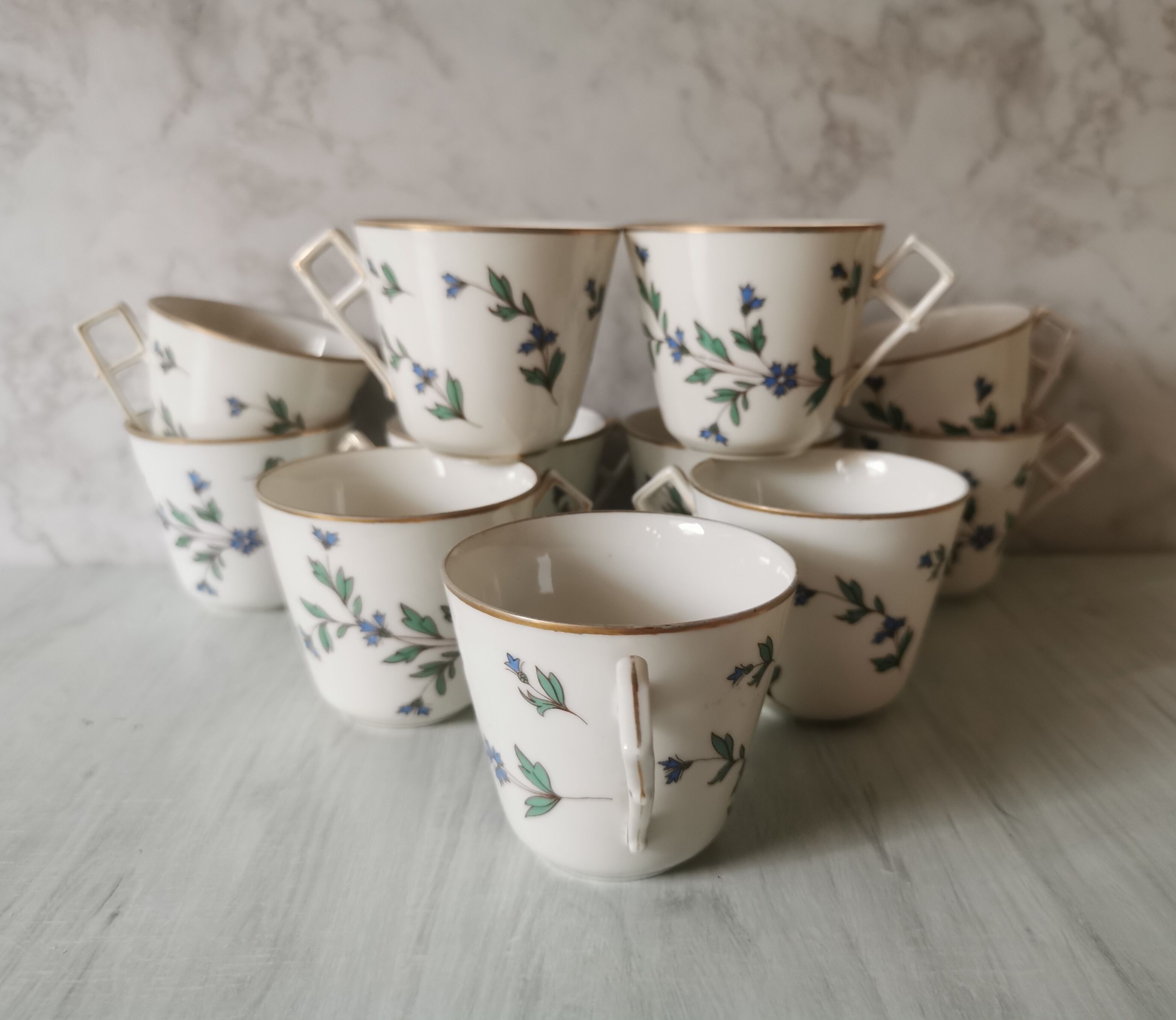 Porcelain barbel tea set Limoges Guérin