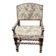 Louis XIII style armchair with twisted backrest and legs.
