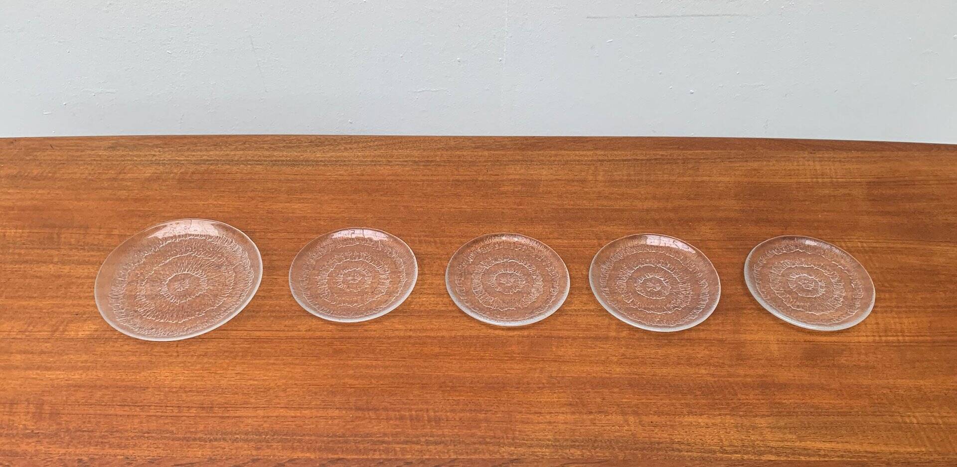 Vintage Finnish Glass Plates Solaris by Tapio Wirkkala for Iittala, Set of 5