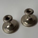 Antique silver-plated metal candlesticks