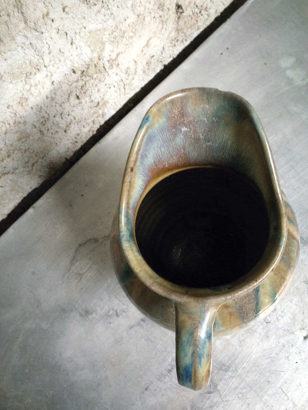 Glazed stoneware pitcher