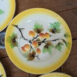 Set of 8 small fruit slip plates Orchies Moulin des Loups