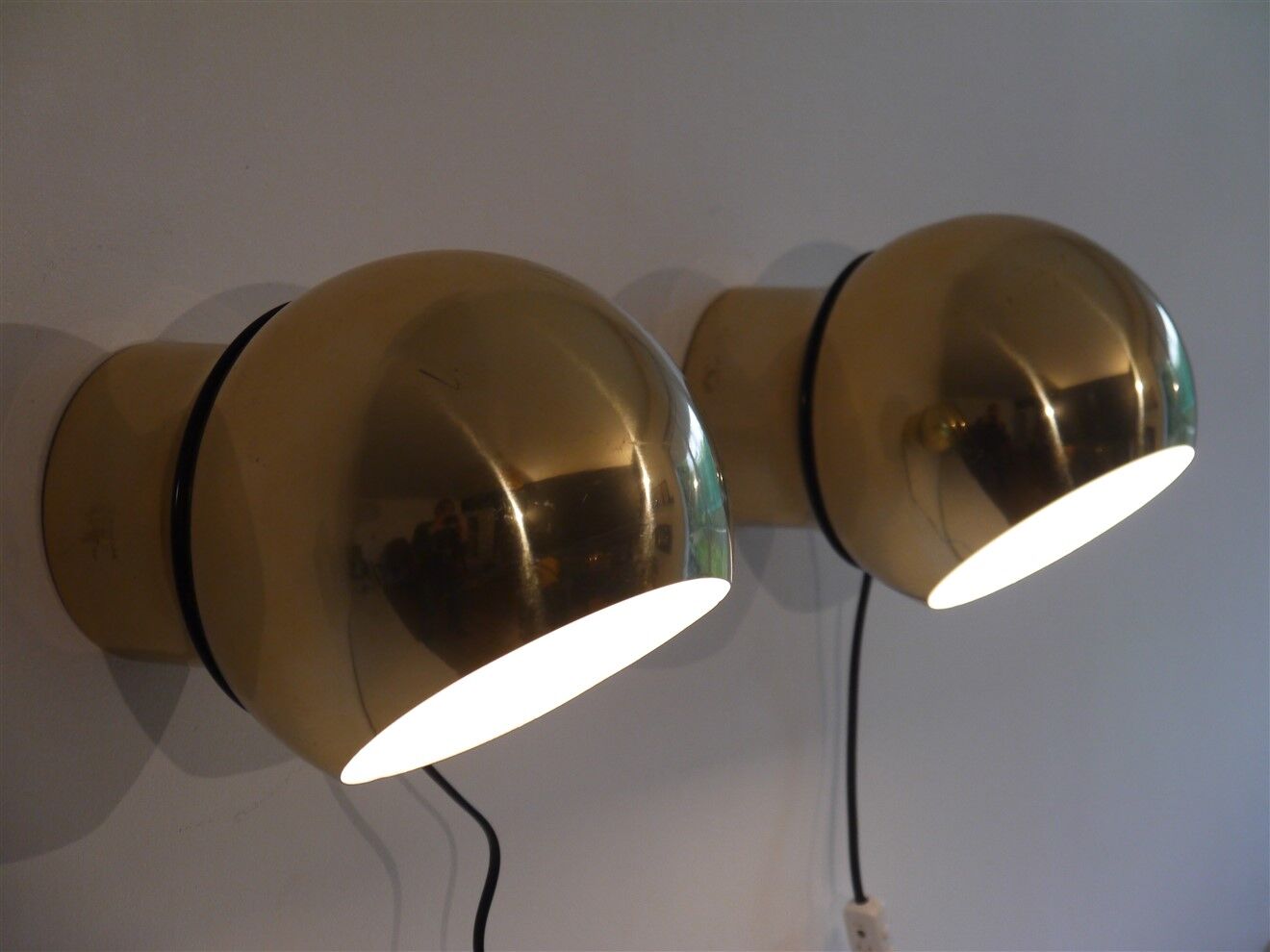 Pair of Scandinavian brass wall lamps 1970