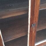Small wooden glass cabinet with retractable door