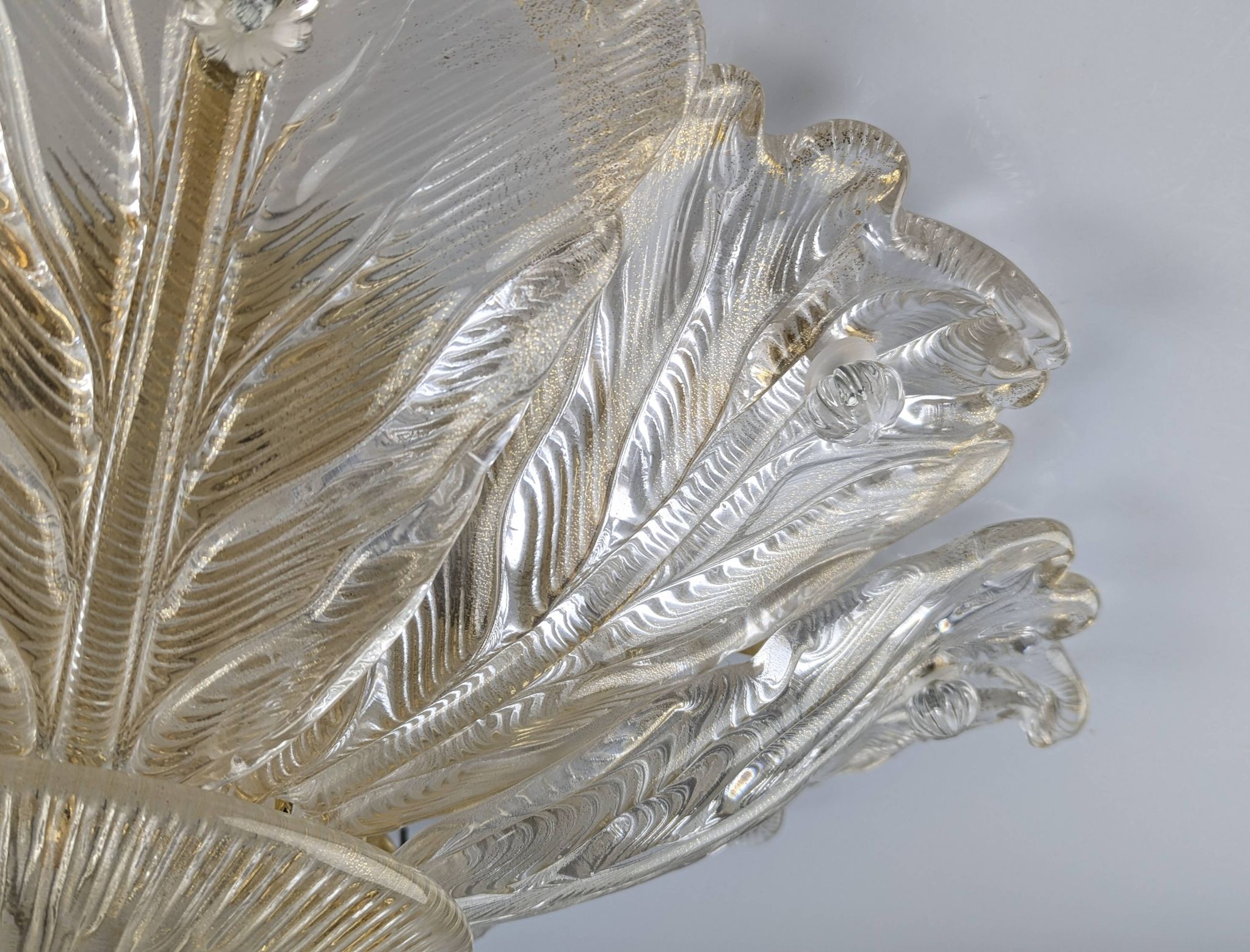 Barovier & Toso Foglia d’Oro Murano ceiling lamp, Italy, 1980s