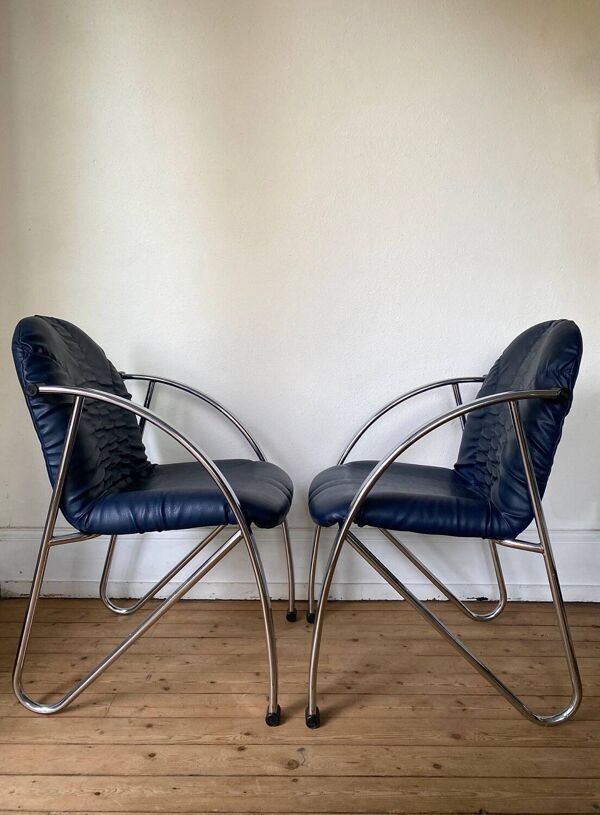 Chaises Souvignet chrome tubulaire vintage moderniste