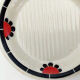 old vintage soap holder Art Deco earthenware wolf mill toledo color white, red and black
