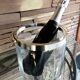 Champagne bucket glass and metal silver flagship for christofle