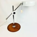 Atelje Lyktan desk lamp in chrome and vintage brown leather, mid-century, Sweden.