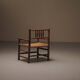 Wicker armchair in solid wood, handcrafted, France, around 1950.