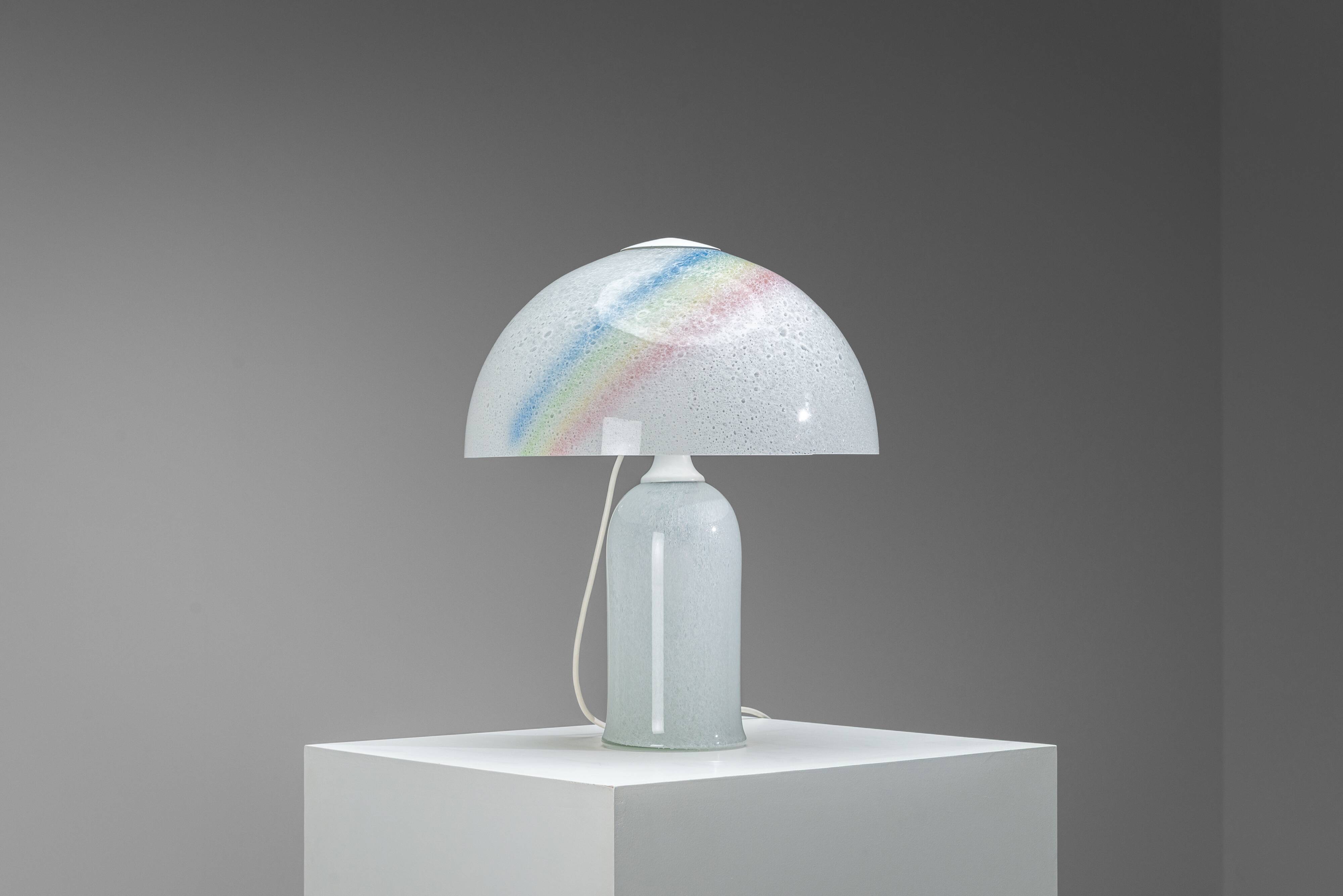 Doria table lamp in bubble glass with rainbow coloured details