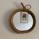 Vintage 1960s apple mirror, rattan, wicker, bamboo - 32 x 35 cm