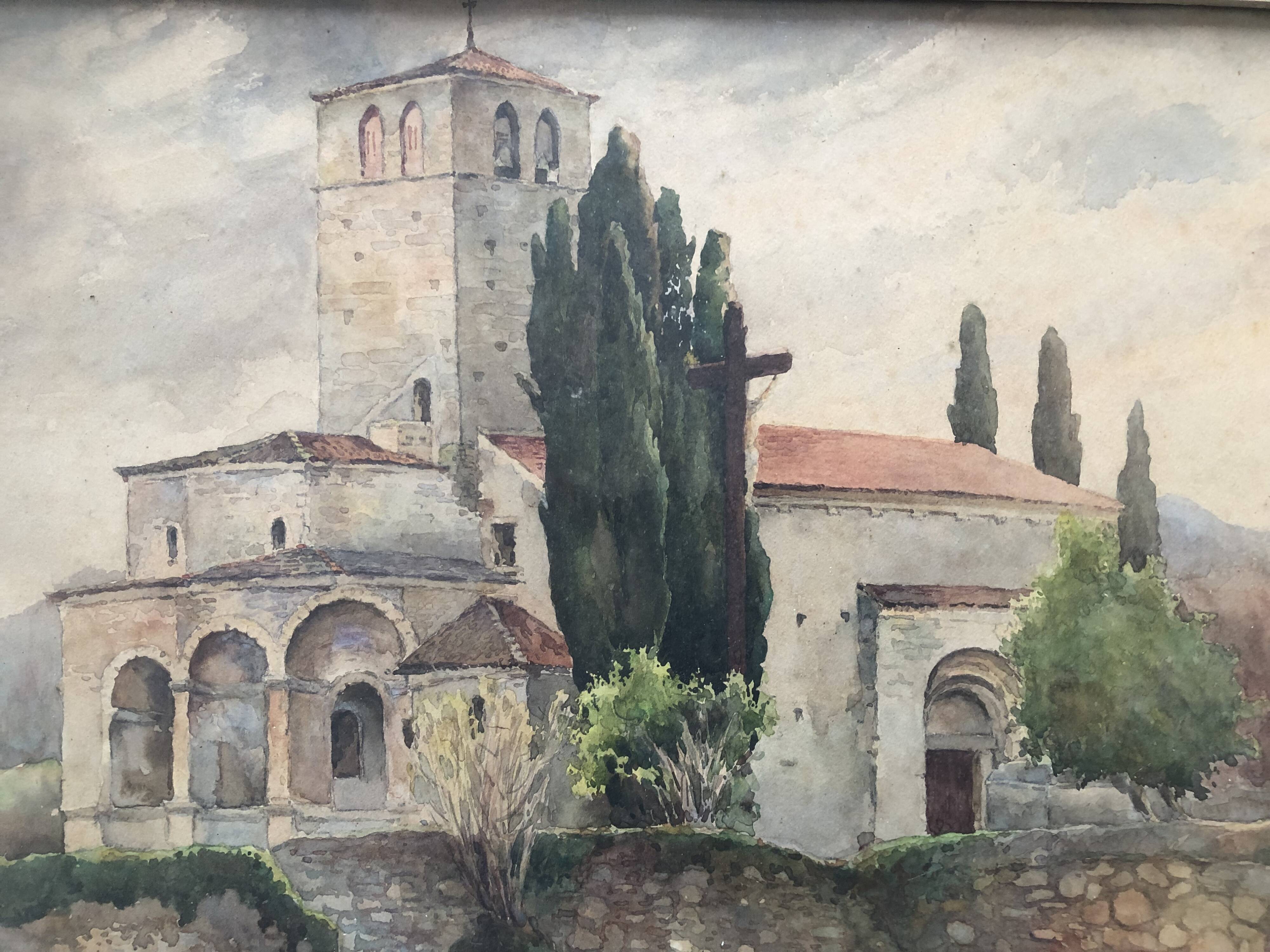 Watercolor paper church of st just de valcabrere haute garonne 31, r. chausson