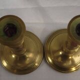 Pair of antique brass candlesticks, finely turned, dating from the 19th century